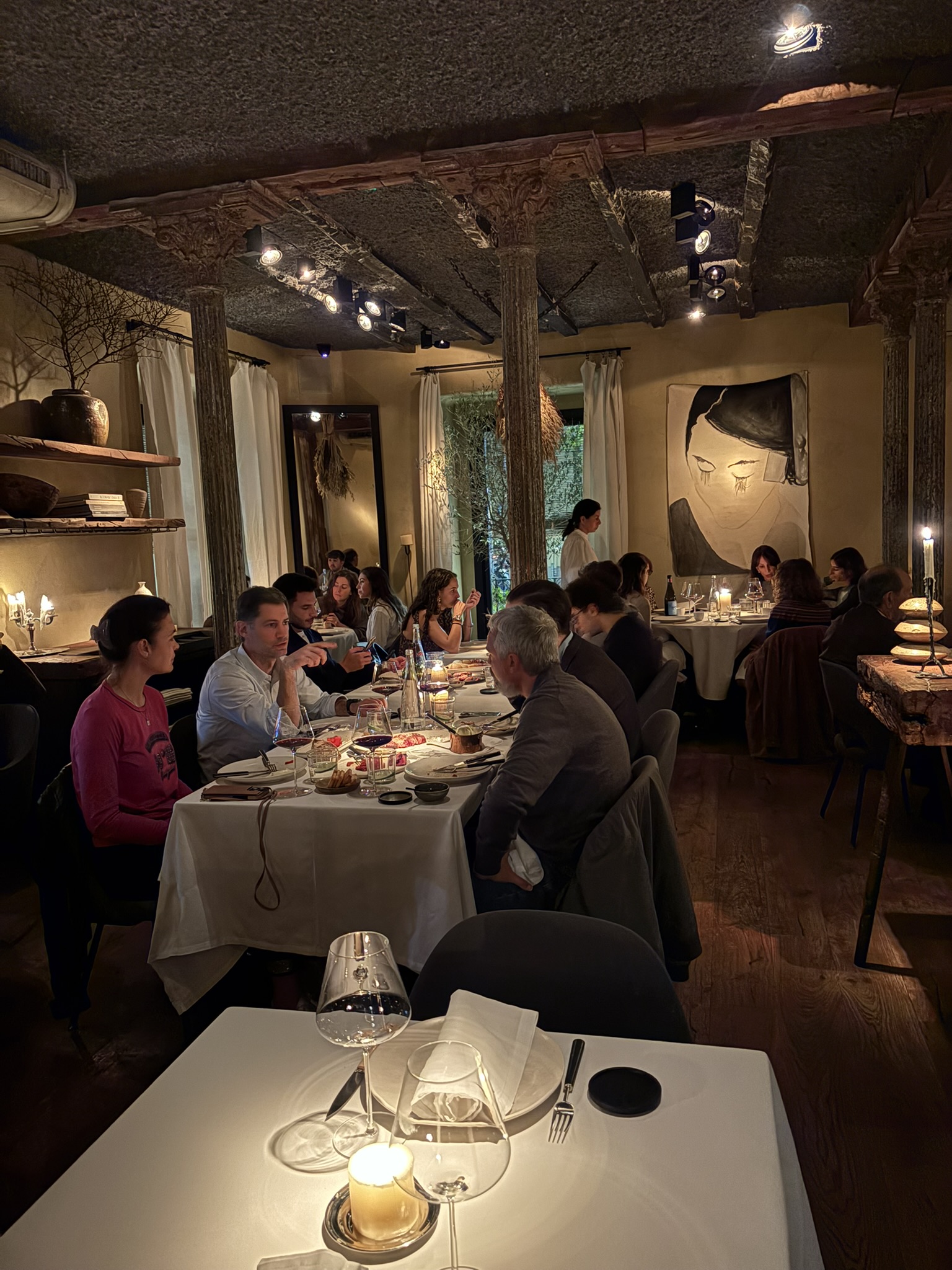 People sitting at dining tables