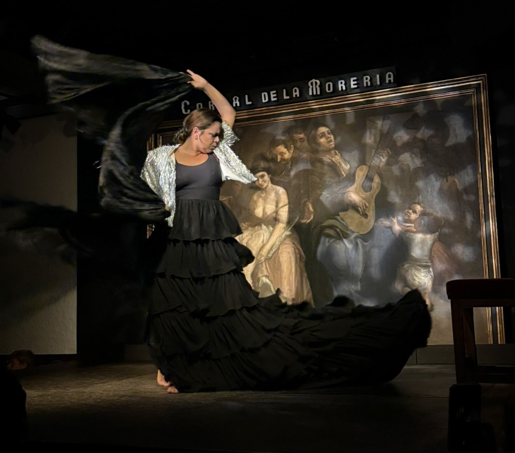 Flamenco dancer waving cape