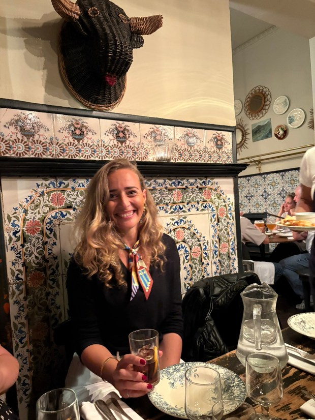 Woman at dinner table