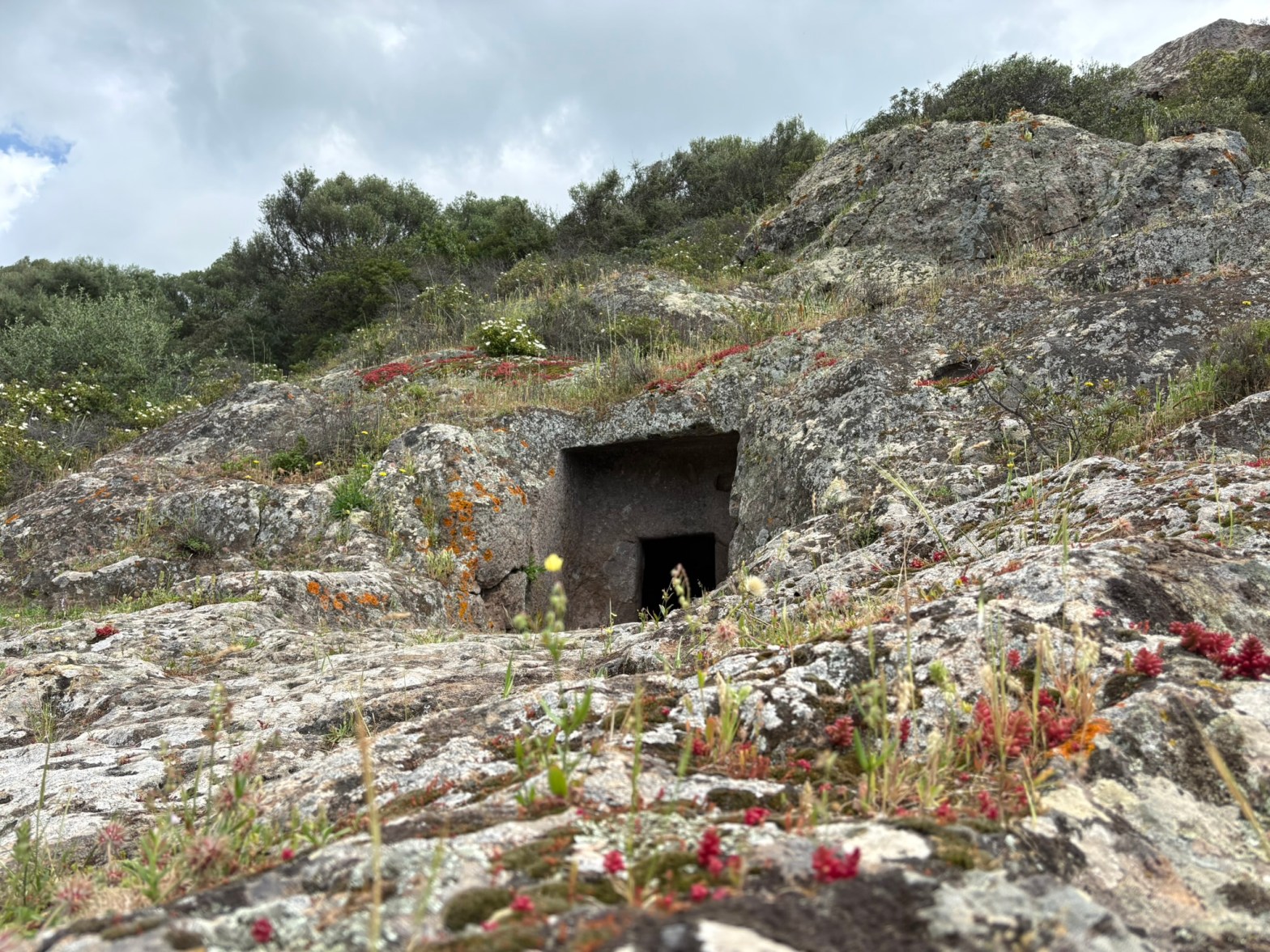 tomb cut from rockface