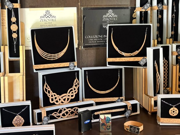 Cork jewelry at a gift shop