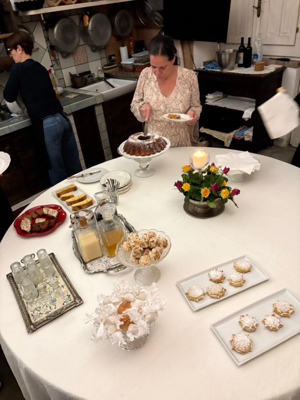 Table full of desserts and drinks